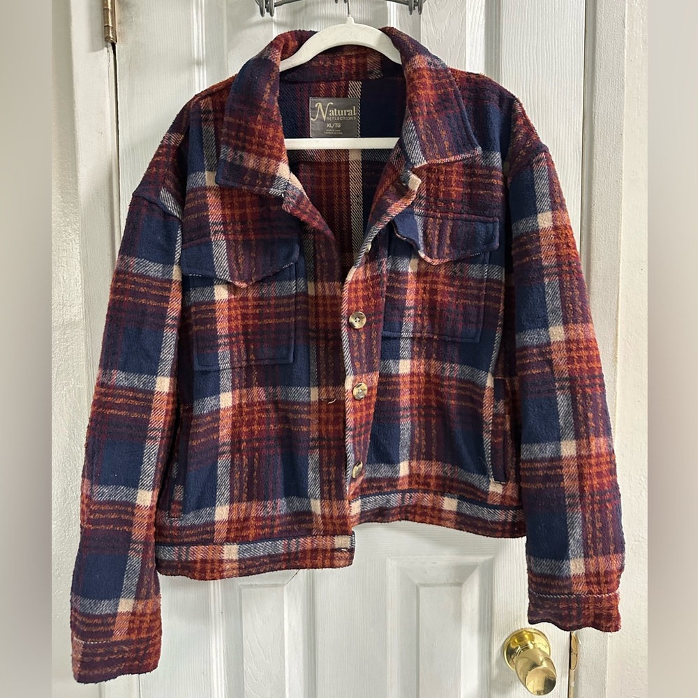 Natural Reflections Plaid Shirt Jacket